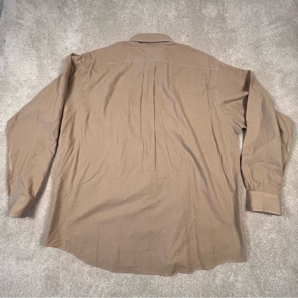 Brooks Brothers Button Down Tan White Grid Check Cotton Dress Shirt Men's Large - Picture 4 of 10